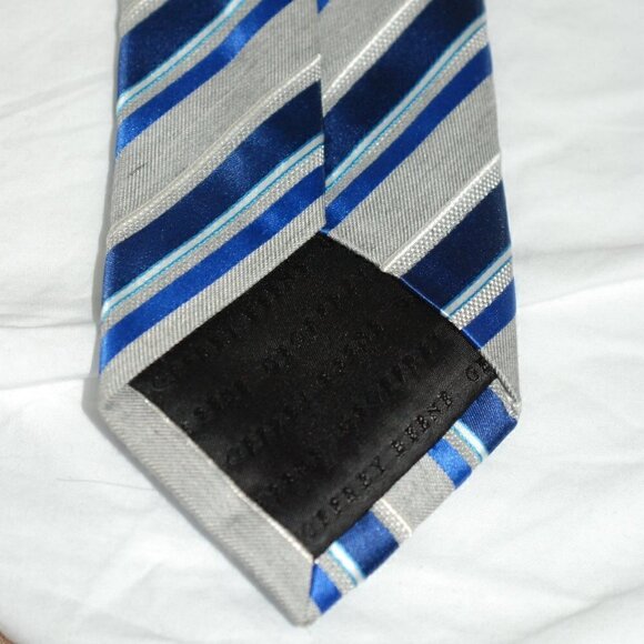 58” Mens Geoffrey Beene Stiped Blue Gray Tie GUC - Picture 6 of 6